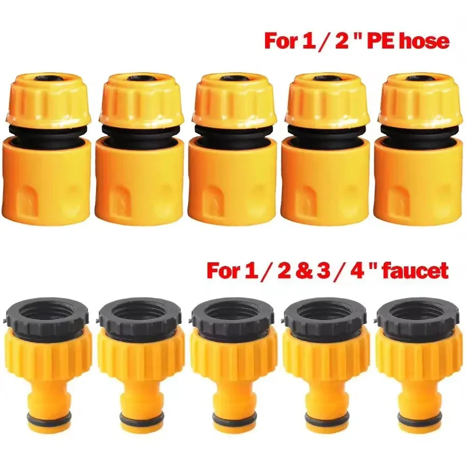 Showlu Smart General hose faucet quick connector attached to garden hose for easy water attachment and removal.