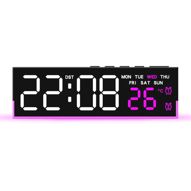 Showlu Smart LED digital alarm clock with mood light and temperature display, featuring sleek design and easy-to-read screen.
