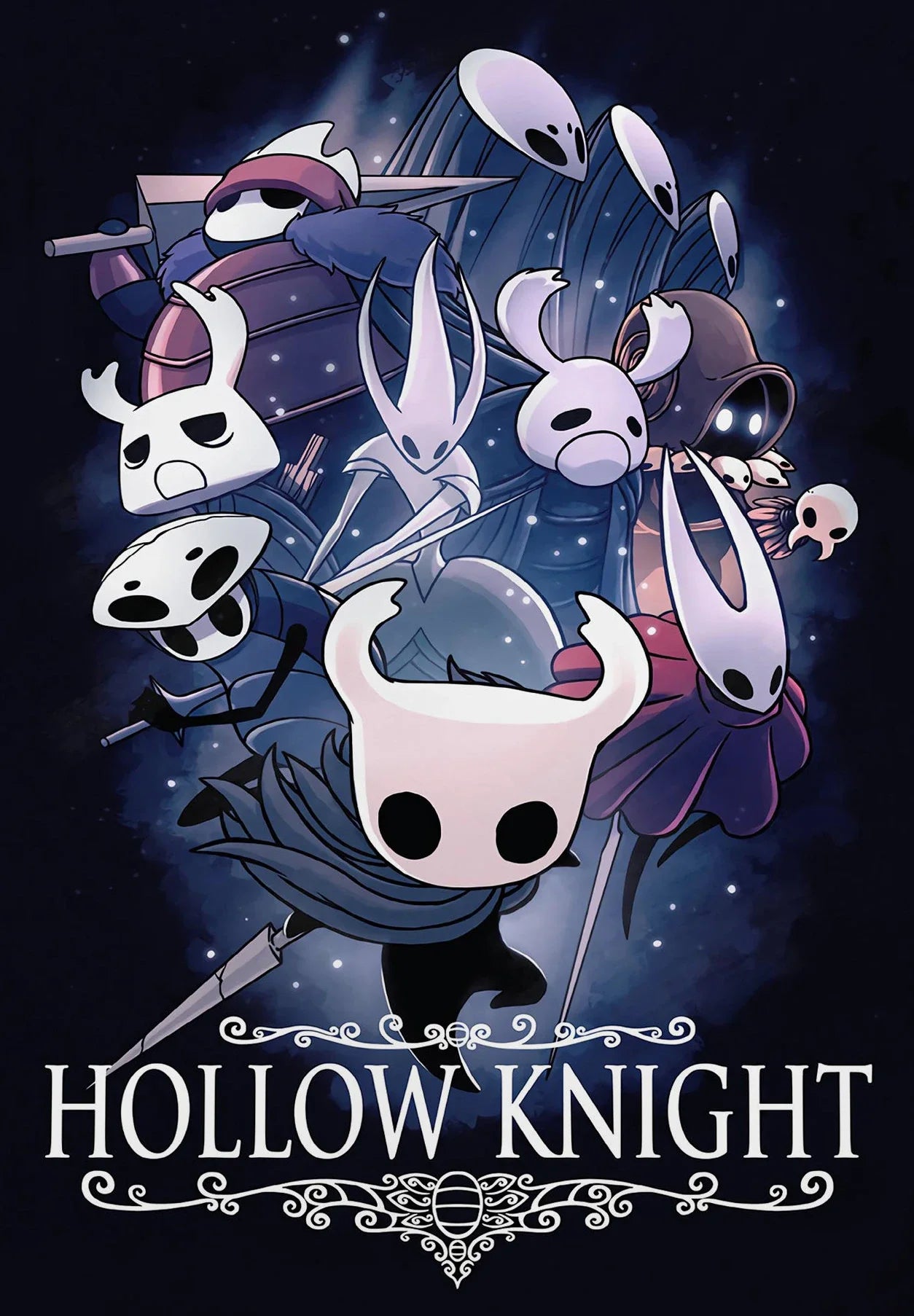 Hollow Knight canvas wall art featuring a modern video game poster with detailed artwork for home decor.