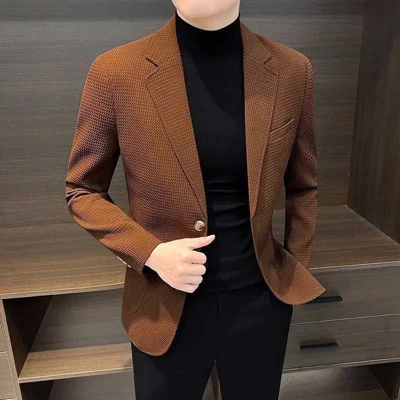 Shangkaka men's plaid blazer by SHOWLU FASHION STORE, single-breasted smart casual suit jacket with classic checkered pattern.
