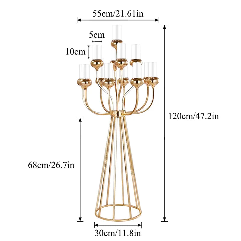 Metal Acrylic Candelabras 120 CM Height 13 Heads Candle Holders Luxury Wedding Table Centerpiece Candlesticks Home Decoration