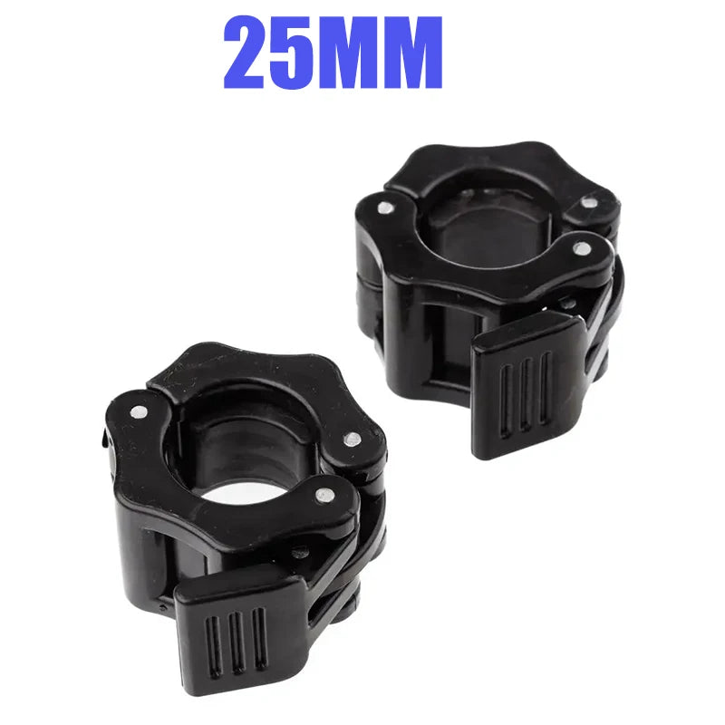 Two thick barbell and dumbbell buckle nuts for quick release fixing, showing Austrian-style metal accessory with Showlu branding.