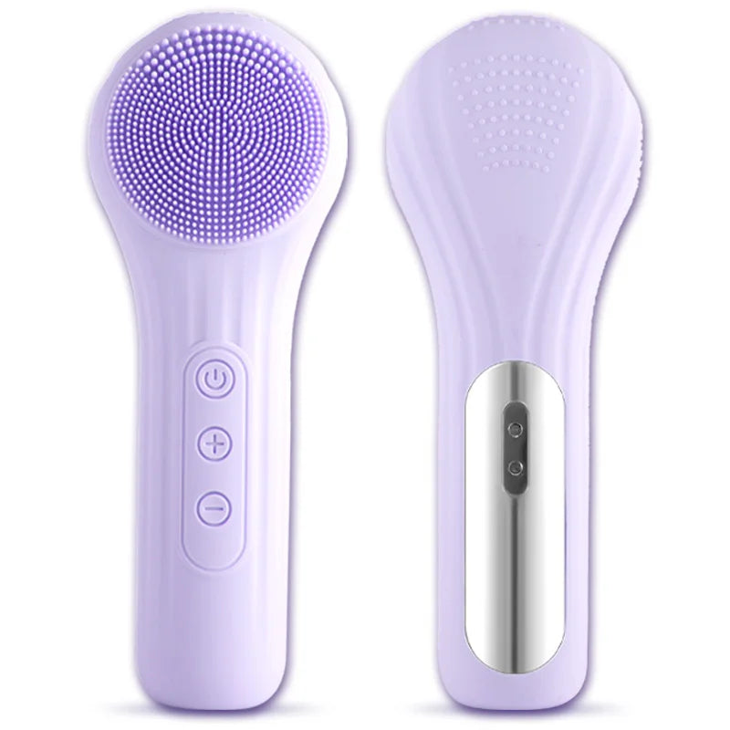 Rechargeable silicone facial cleansing brush by Showlu Smart General with soft bristles for gentle skin cleansing.