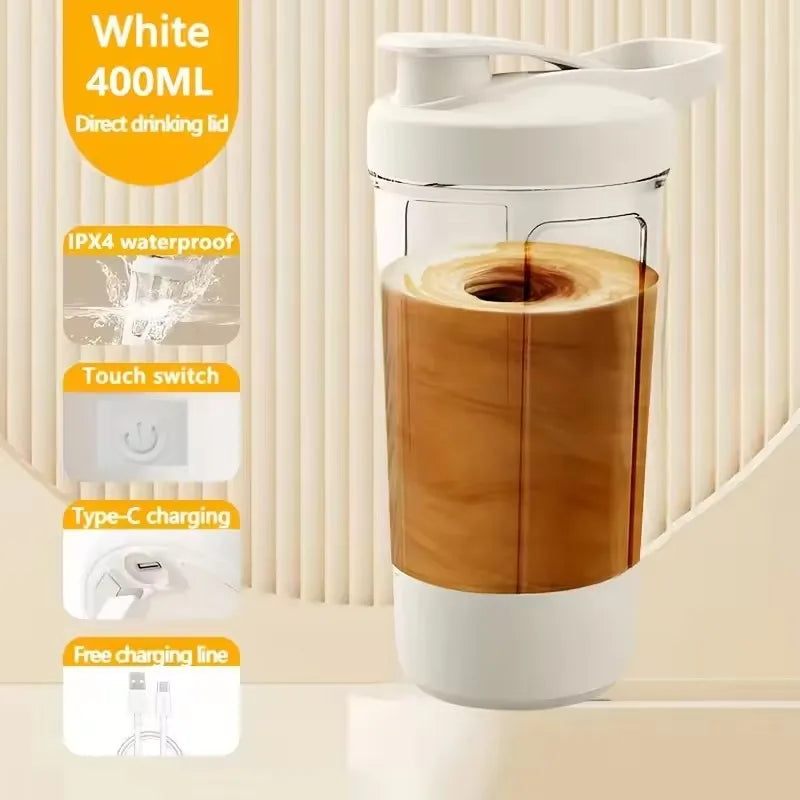 Showlu Smart General portable USB electric protein shake blender cup with blending blade and lid, ready for on-the-go smoothies