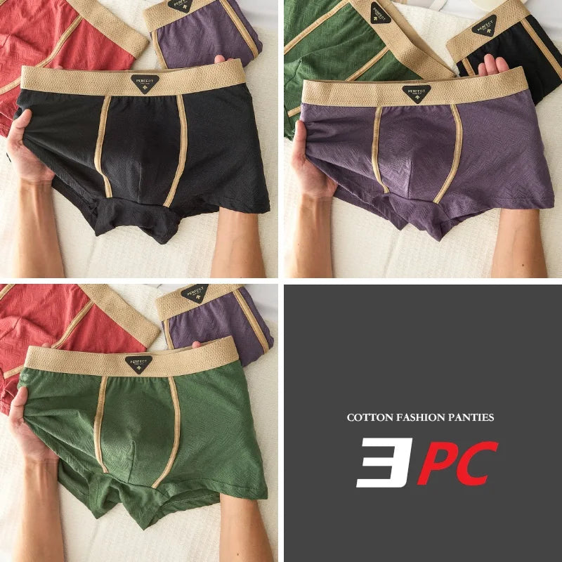 Men's MAIMENGGO 100% cotton boxer shorts in a 3-pack, antibacterial men's underwear, shown in black and gray colors.