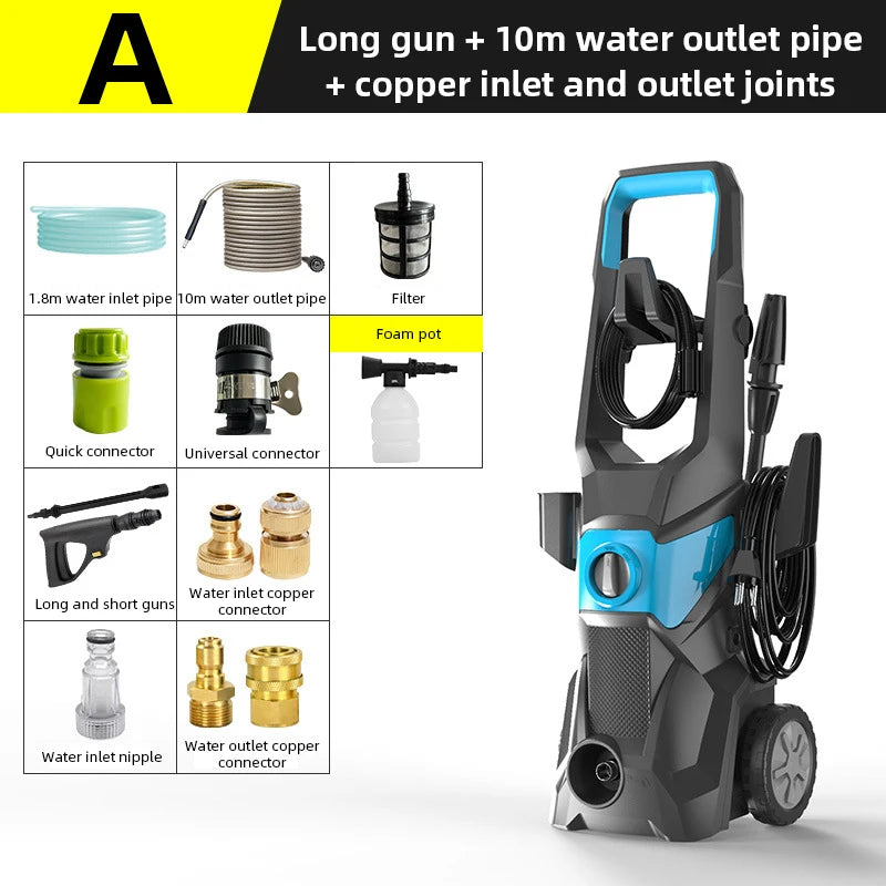 Showlu Smart General electric pressure washer with 3000 PSI, featuring a high-pressure hose and spray gun for outdoor cleaning tasks.
