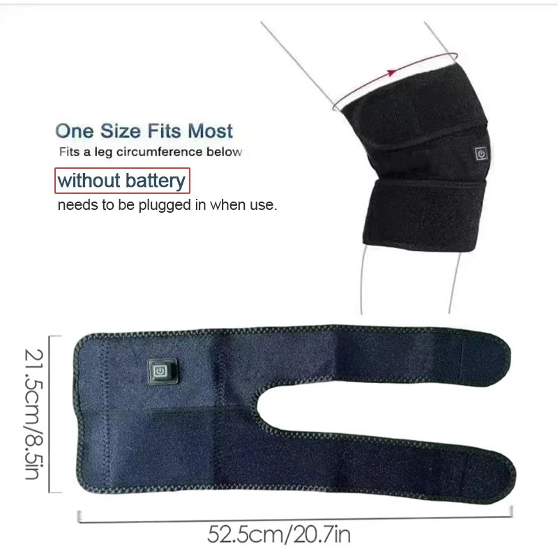 Showlu Smart USB Heated Knee Brace with 3-level electric heating support pad for pain relief and warm therapy.