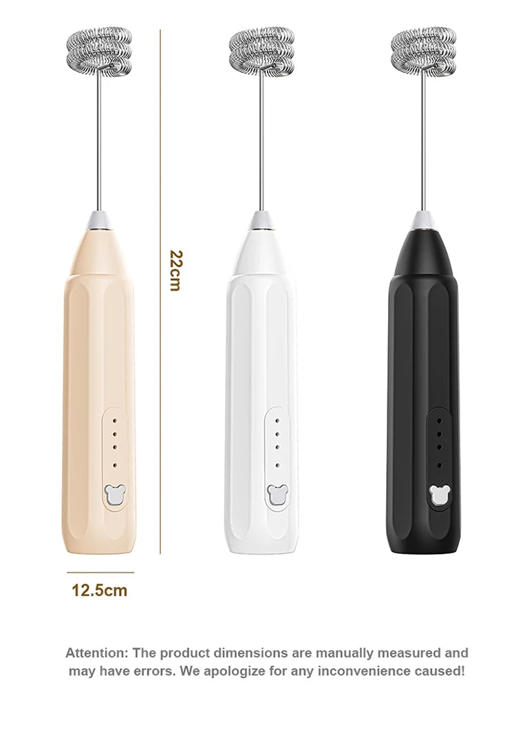Showlu Smart General portable mini electric milk frother with three-speed settings and rechargeable design, handheld for frothing milk.