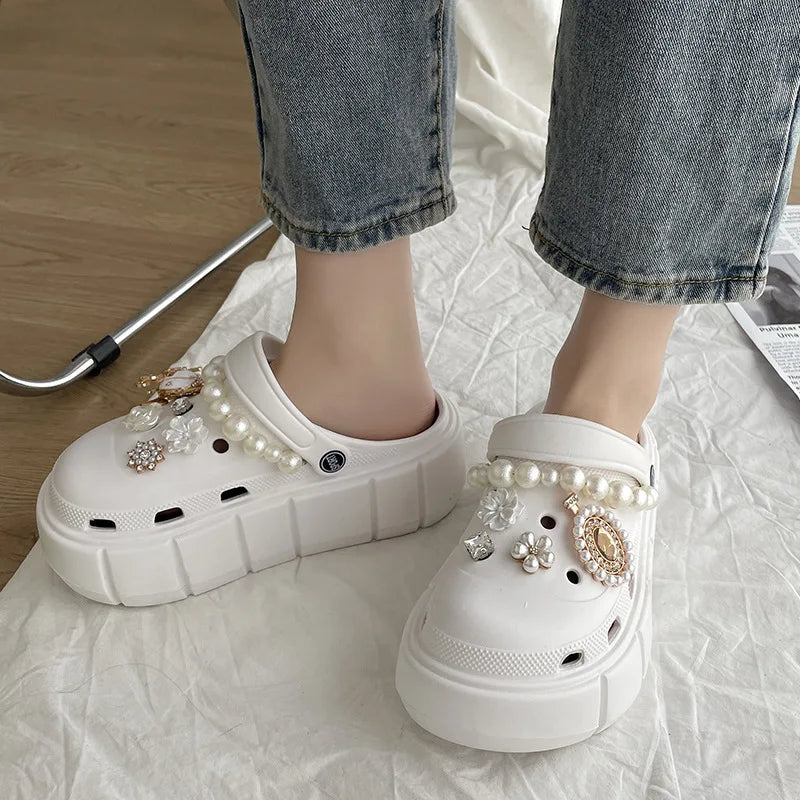 Lightweight SHOWLU Women's Platform Garden Clogs made of EVA foam, perfect for summer beach slides.