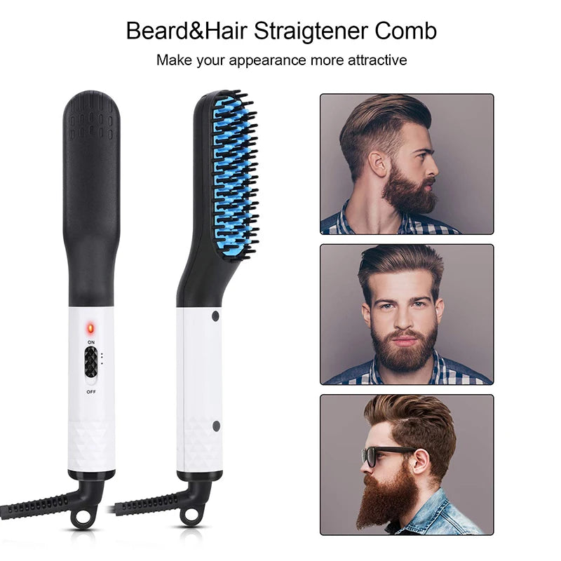 Showlu Smart General beard straightening comb with sleek design, showcasing its teeth and handle for easy styling.