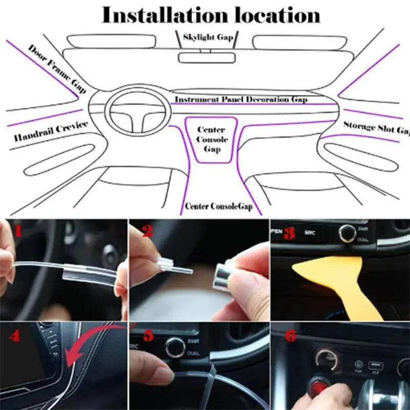 Showlu Smart RGB ambient light strip for car interior with app control and music sync, 12V flexible LED strip lighting.