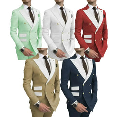 2 Pieces Blazer and Pants Set，Elegant Man Suit，double-breasted，for  Wedding Dresses，stage Costume，Groomsmen SHOWLU FASHION STORE