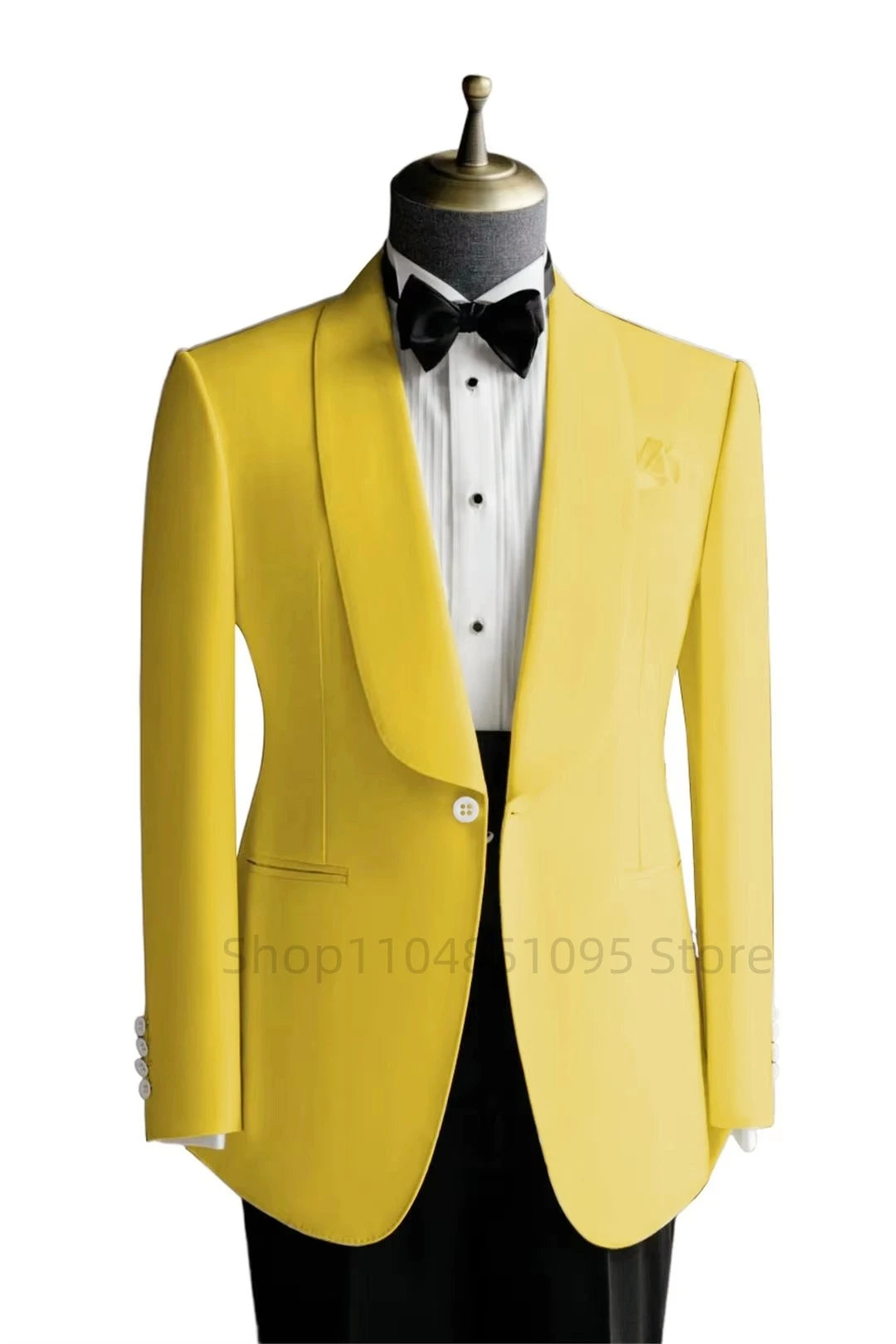 Showlu men's slim fit wool blend suit blazer with shawl lapel, ideal for wedding or formal occasions.