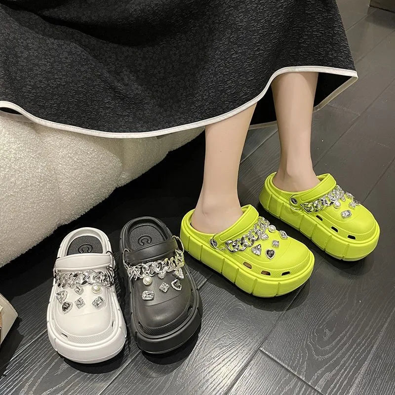 Lightweight SHOWLU Women's Platform Garden Clogs in EVA material, summer beach slides with a comfortable, slip-on design.