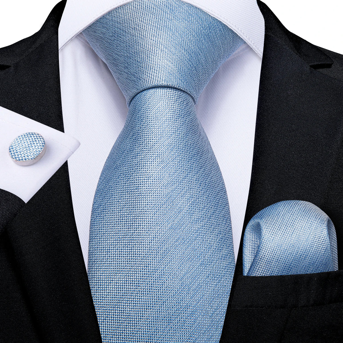 New Classic 100% Silk Men's Ties 8cm Blue Plaid Dot Striped Business Necktie Handkerchief Wedding Party Tie Set Gravatas DiBanGu