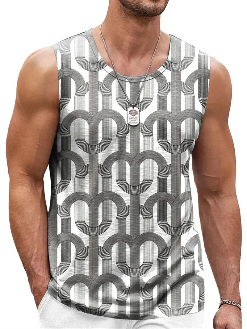 Men's gradient floral tank top with 3D printed Harajuku Y2K design from SHOWLU FASHION STORE