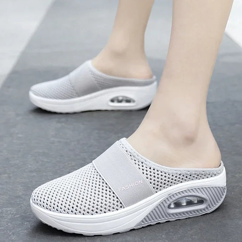 Women's orthopedic wedge sandals by SHOWLU FASHION STORE with anti-slip mesh casual slippers featuring supportive design and comfortable soles.