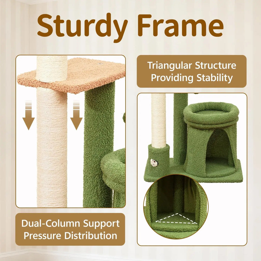 Showlu Fashion 41-inch cat tree tower with scratching post and cozy bed, featuring multiple platforms and sisal scratching posts for cats.