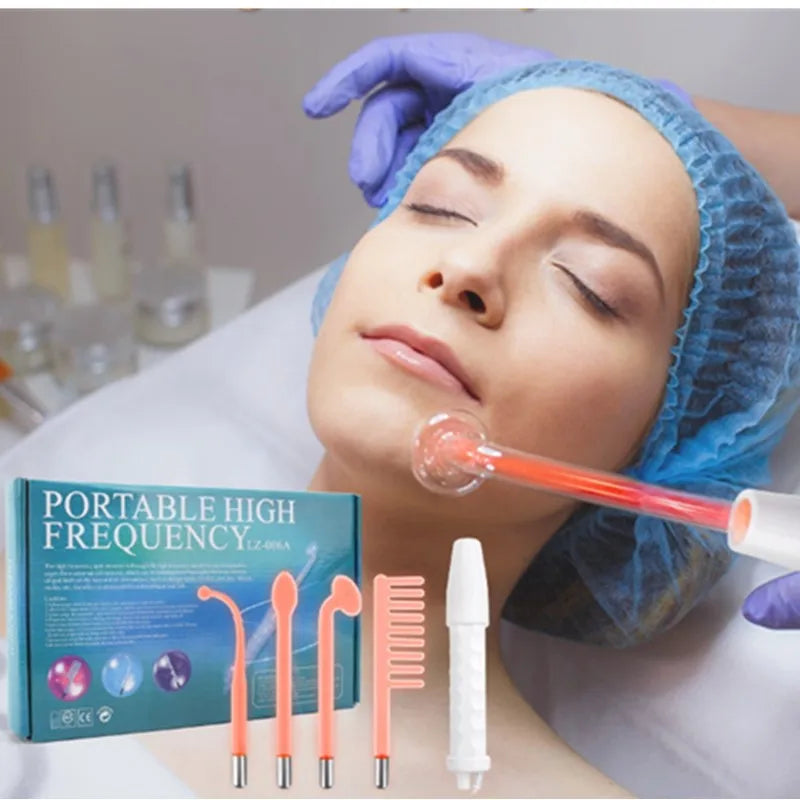 Omsblkin 4-in-1 Microcurrent Facial Device by SHOWLU FASHION STORE, portable skin care wand with multiple treatment heads for facial rejuvenation.