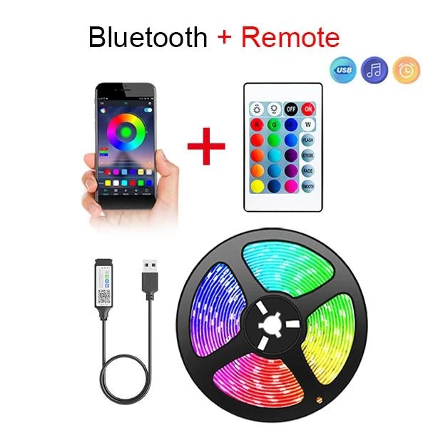 WiFi Smart LED Strip 5M by Showlu Smart General showing colorful LED lights on flexible strip with control features