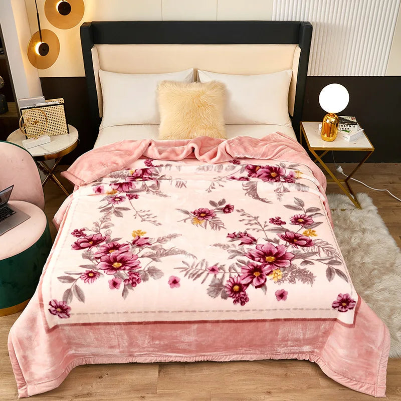 Raschel Mink Double Layer Winter Thick Plush Blanket For Bed Soft Warm Fluffy Throw Blankets 150x200cm Thicken Fleece Quilts