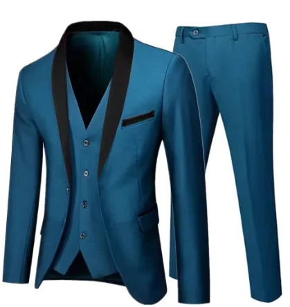 Luxury white retro tuxedo party dress for men, slim fit tuxedo suit with three-piece design, ideal for groom and wedding events.