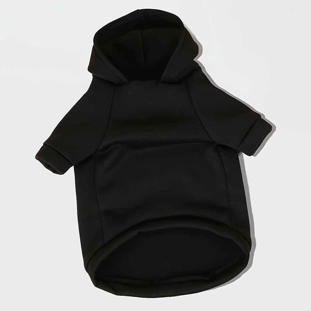 Black trouble maker dog and cat winter hooded sweater by Showlu Fashion, featuring cozy knit fabric and cute hood design.