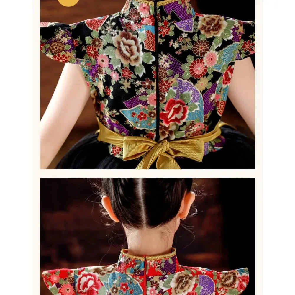 Party Cosplay Performance Costumes Cheongsam Dress Chinese Dress Qipao Children Clothing Ethnic Style Girl New Year Kids Clothes