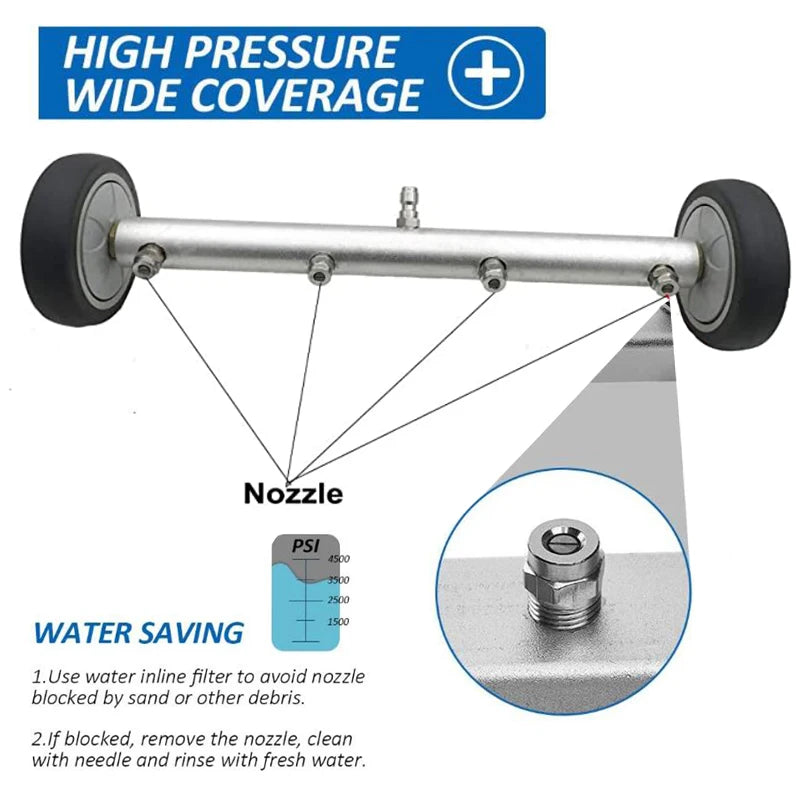 Heavy-duty Showlu Pressure Washer Cleaner for undercarriage, featuring durable components and a professional-grade design.