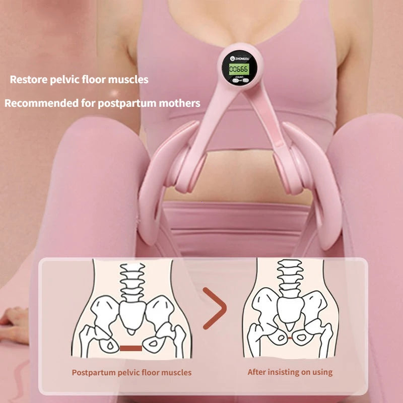 Macroupta non-slip pelvic floor muscle trainer and thigh exerciser, shown in use with ergonomic design for effective workouts.