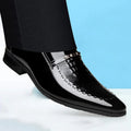 Men's patent leather Oxford shoes by SHOWLU FASHION STORE featuring height-increasing formal loafers with sleek, polished design.