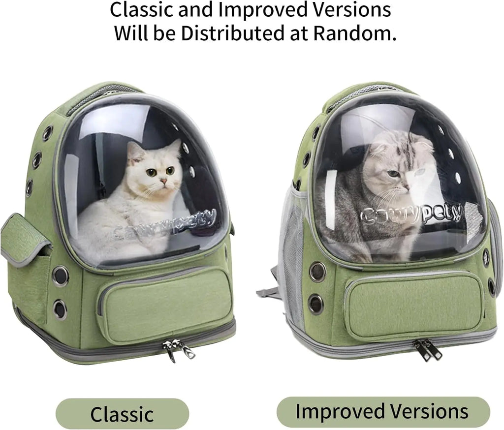 Showlu transparent nylon folding pet carrier backpack with breathable mesh panels and adjustable straps for comfortable travel.