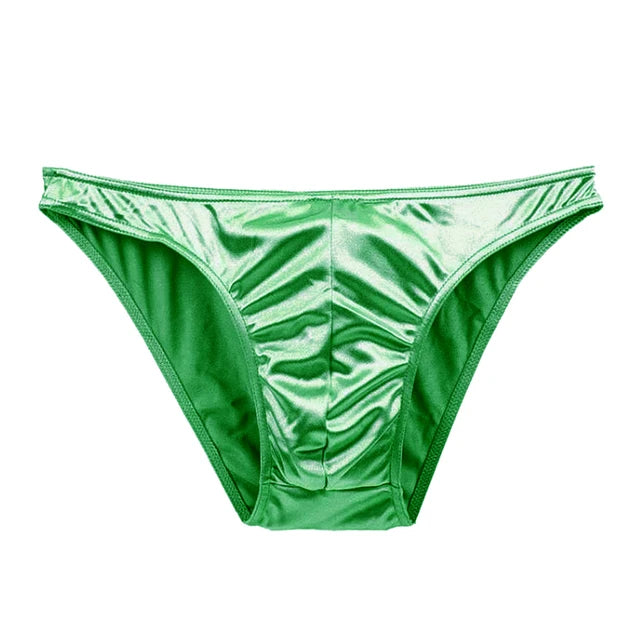 Men's satin silky briefs in large size by Showlu Fashion, featuring smooth, comfortable, and sexy underwear design.