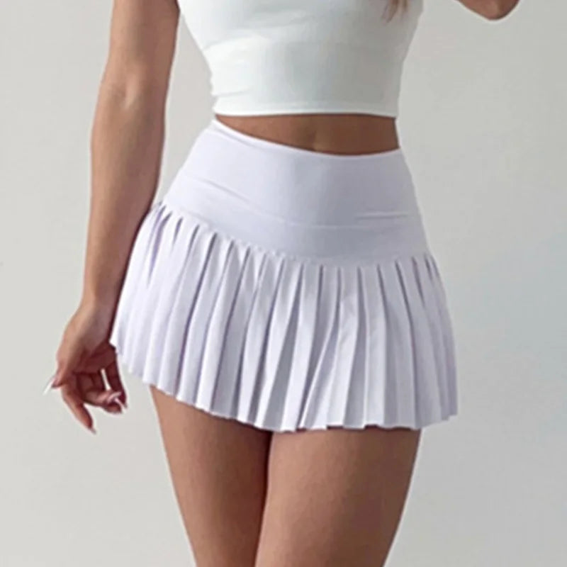Showlu Fashion women's quick dry sports skort with high waist, suitable for gym, tennis, cycling, and running activities.