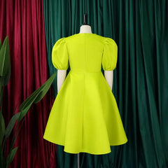 Elegant Dresses for Woman 2025 O Neck Short Sleeve High Waisted Pleated Mid Calf Luxury Female Birthday Party Dinner Vestidos