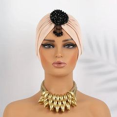 Indian Women Chemo Cap Muslim Diamonds Hijab Pleated Turban Wrap Headscarf Beanies Hair Loss Bonnet Hat Femme Turbante Mujer New SHOWLU FASHION STORE