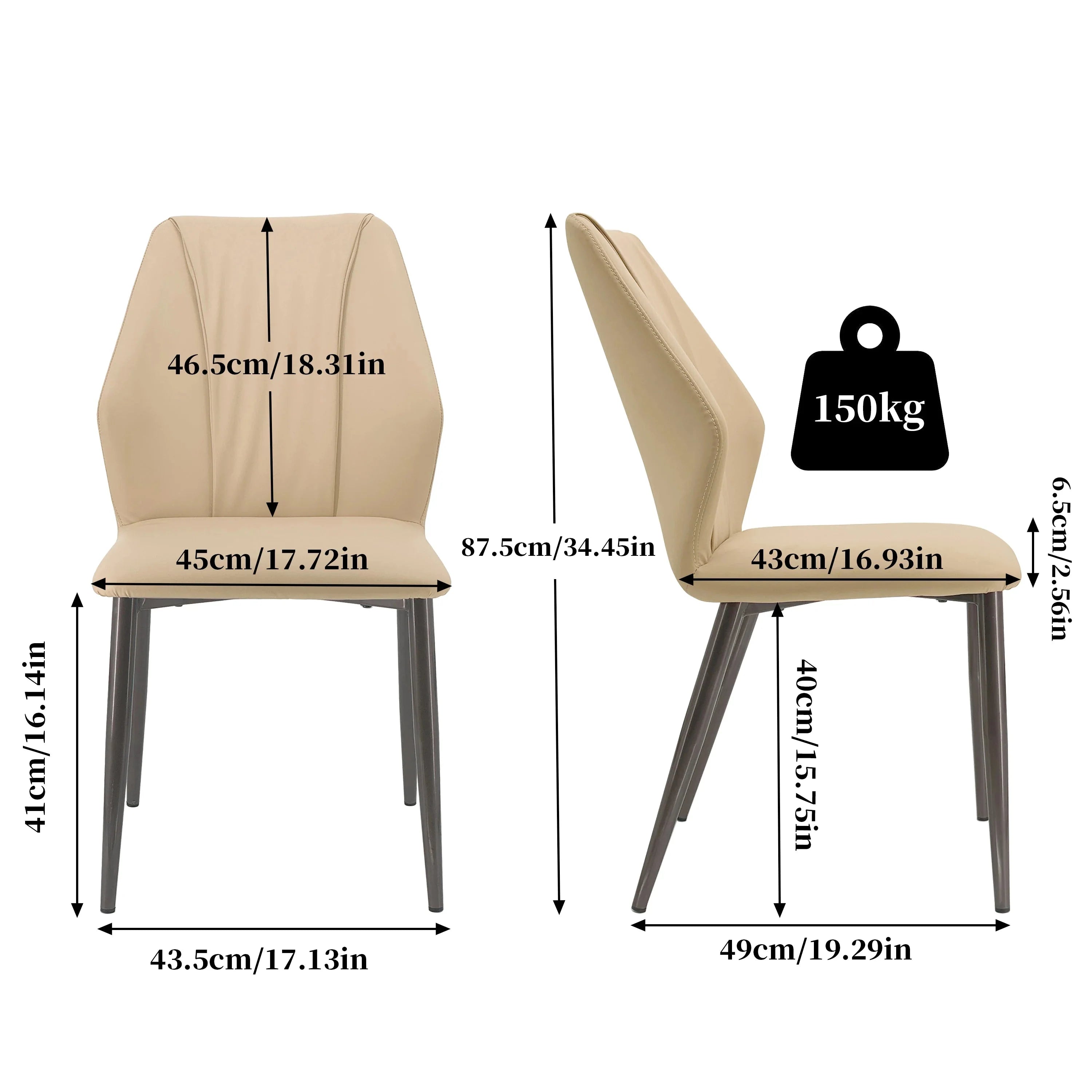 Set of two Showlu Modern PU Leather Dining Chairs with high back support and stylish side design, perfect for contemporary dining rooms.