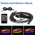 Showlu Smart General WUMFIRE RGB Car Underbody LED Lights installed under vehicle, colorful lighting for enhanced automotive style.