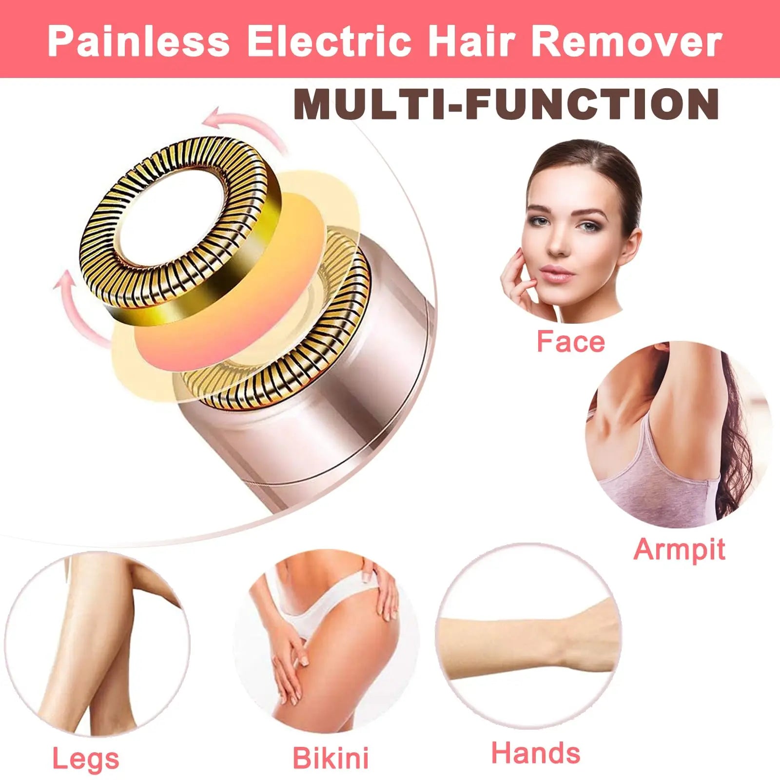 Electric facial hair remover for women, Showlu Fashion, painless face shaver for lips, peach fuzz, and facial hair removal.