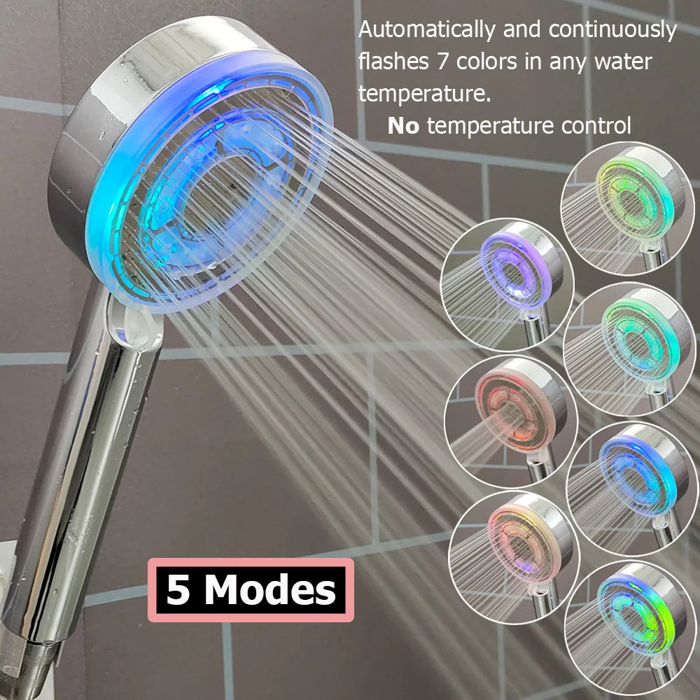 Showlu Smart LED handheld shower head with temperature display and adjustable pressure for a customizable shower experience.