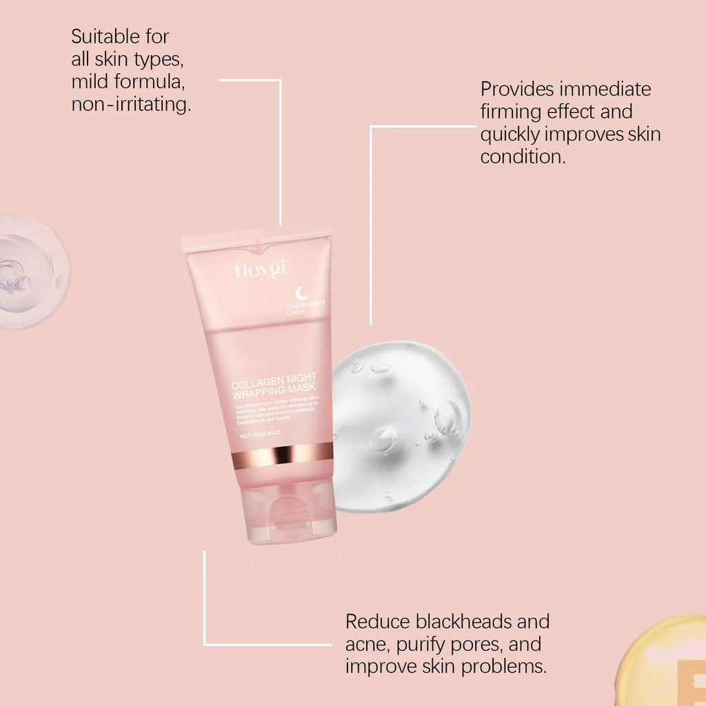 Ms.Dear Collagen Night Wrapping Mask in a 150ml jar, a Korean peel-off mask for firming and nourishing skin.
