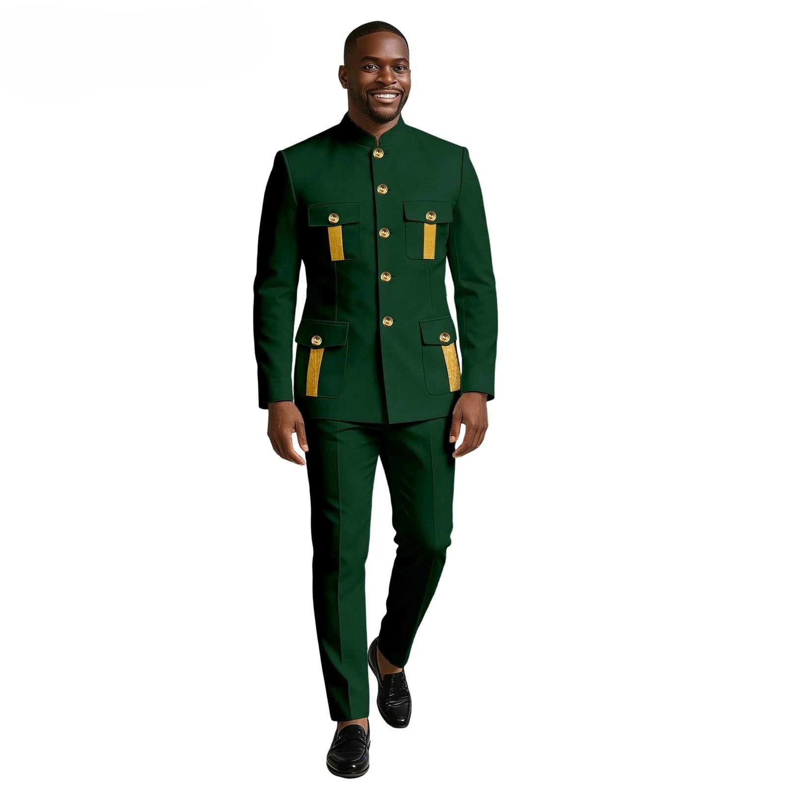 Showlu Smart General men's 2-piece formal suit with double-breasted blazer, ideal for business or wedding attire, available in XS-6XL.