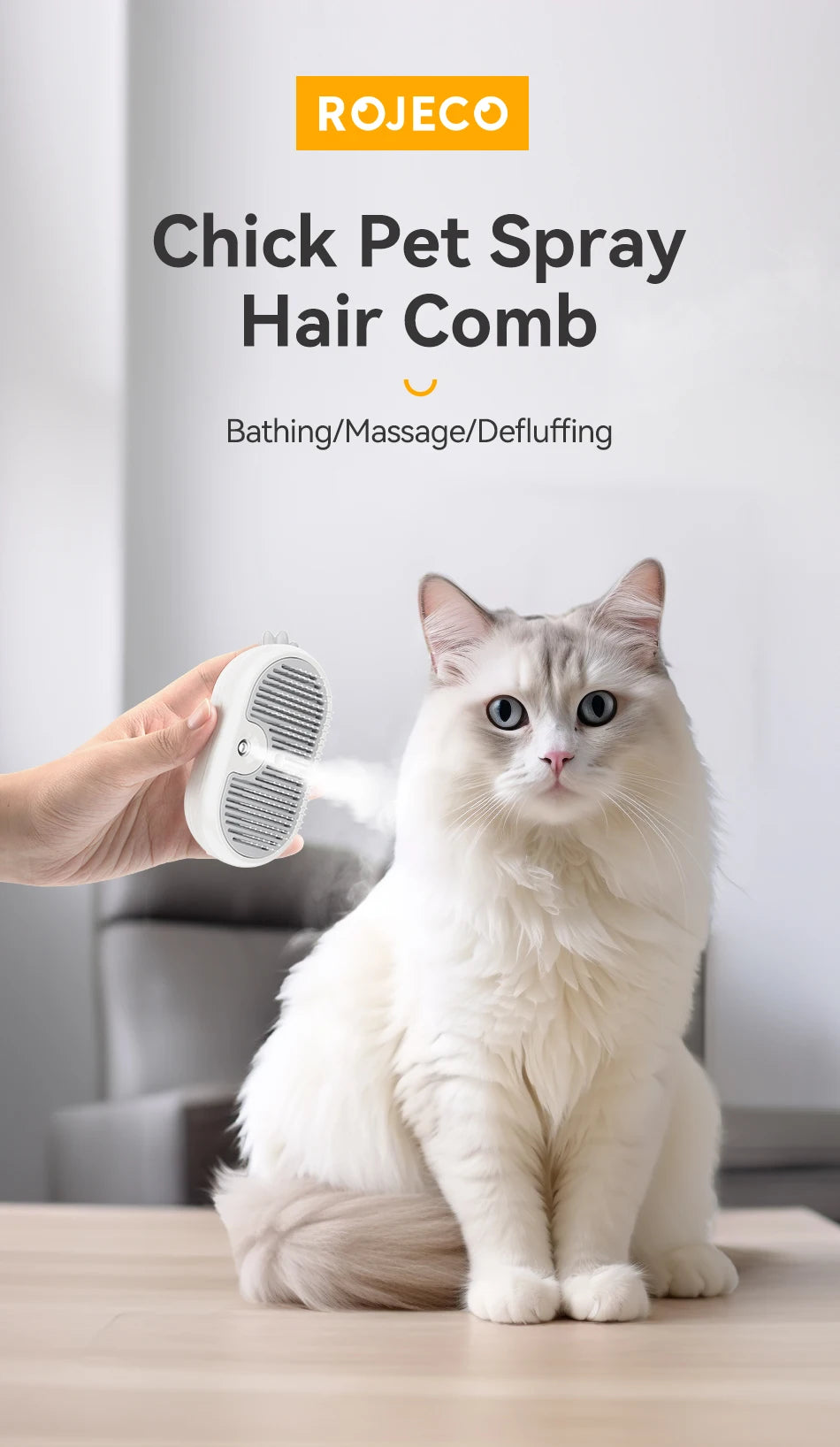 Showlu Smart General plastic cat grooming brush with fine teeth for gentle pet grooming and detangling.