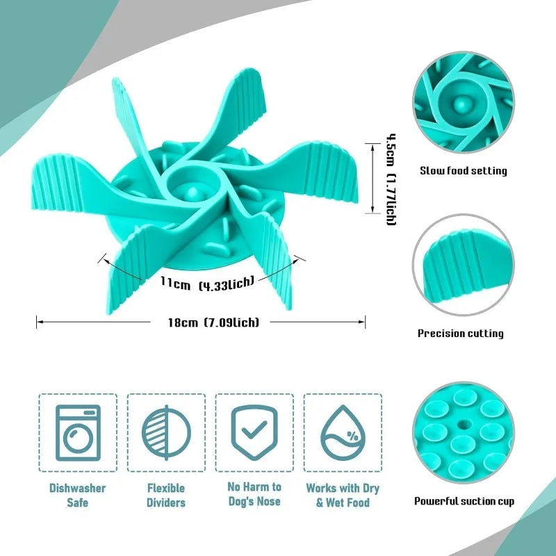 Showlu Fashion Store pet feeder with powerful suction cup, slow food bowl, anti-choking design, easy to clean for dogs.