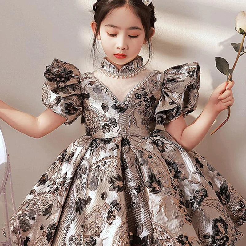 High-End Flower Girl Dresses Kids Turkish Ball Gowns Vintage Spanish Children Birthday Party Dress for Easter Eid Birthday Party