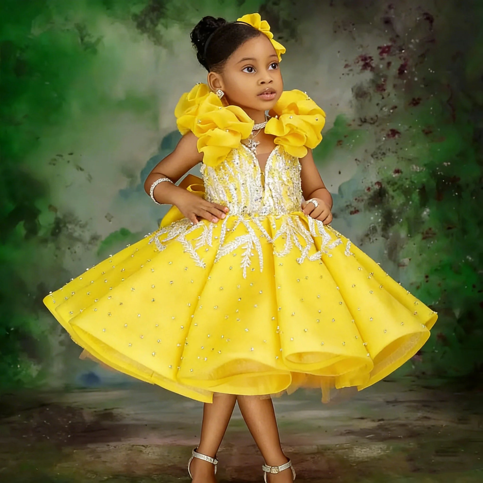 Customized Peach Pink Flower Girl Dress For Wedding Satin Knee Length Appliques Crystal Kids Birthday Party First Communion Gown