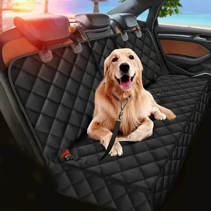 Showlu waterproof dog car seat cover with plaid nylon fabric, designed as a pet travel hammock for car protection and comfort.