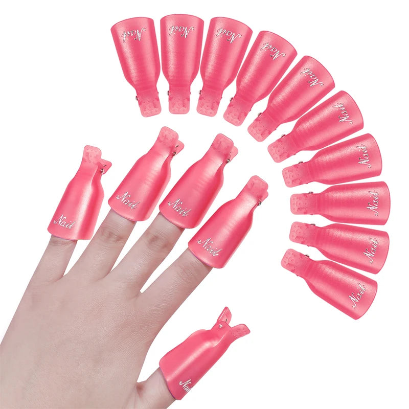 Showlu Smart General nail polish remover clips holding cotton pads for easy, mess-free nail polish removal.