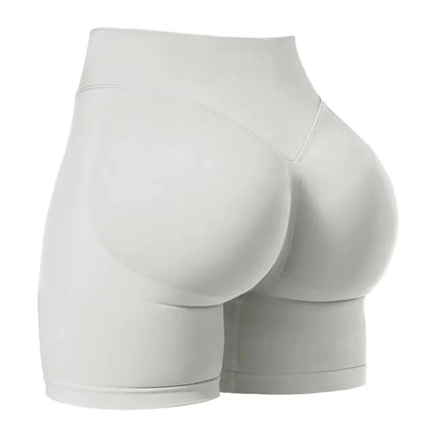 Women's seamless ribbed yoga shorts by SHOWLU FASHION STORE, high stretch gym booty shorts for workouts and active wear.