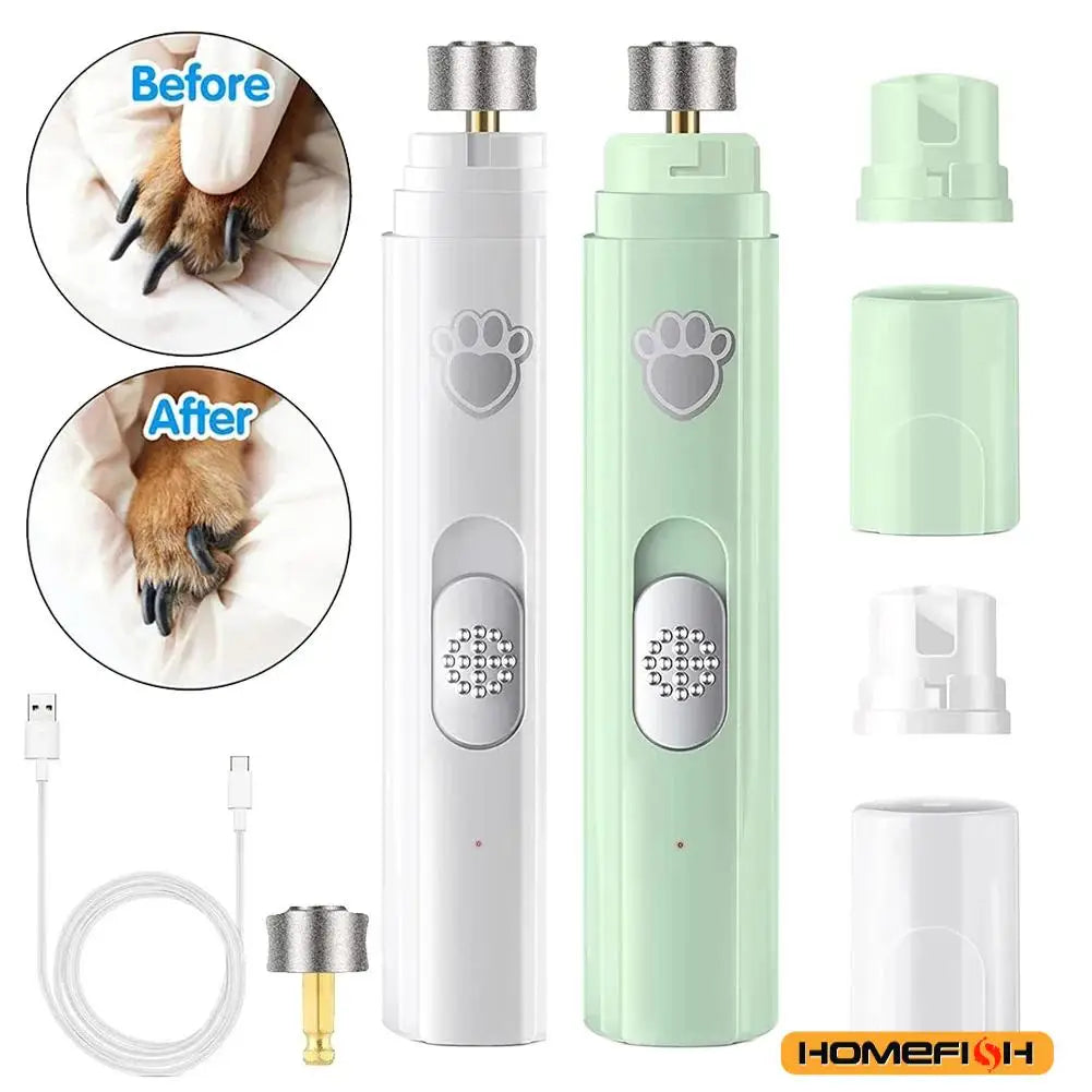 Electric dog nail grinder by Showlu Fashion Store with USB recharge, painless trimming, polishing wheel for small and large pets.